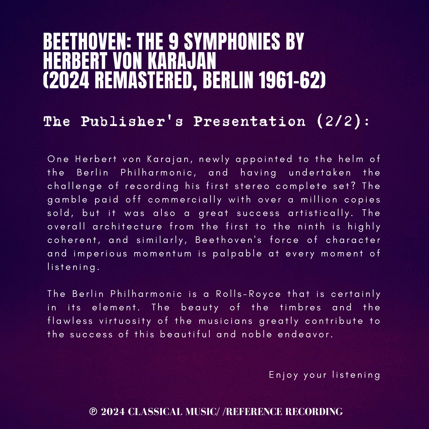 Beethoven: The 9 Symphonies by Herbert von Karajan (2024 Remastered, Berlin 1961-62)