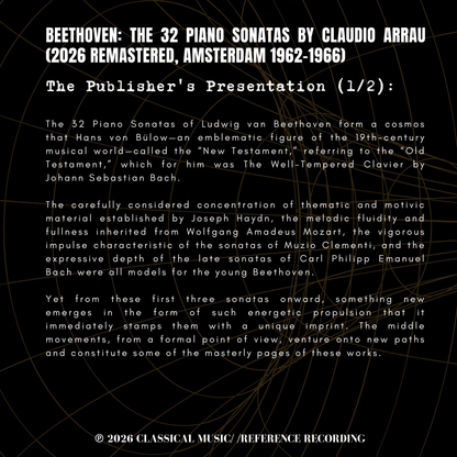 Beethoven: The 32 Piano Sonatas by Claudio Arrau (2026 Remastered, Amsterdam 1962-1966) - CMRR Music Publishing