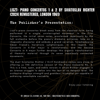 Liszt: Piano Concertos 1 & 2 by Sviatoslav Richter (2024 Remastered, London 1961)