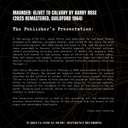 Maunder: Olivet to Calvary by Barry Rose (2025 Remastered, Guildford 1964)