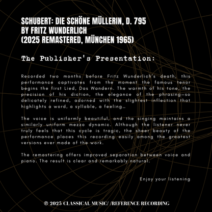 Schubert: Die schöne Müllerin, D. 795 by Fritz Wunderlich (2025 Remastered, München 1965)
