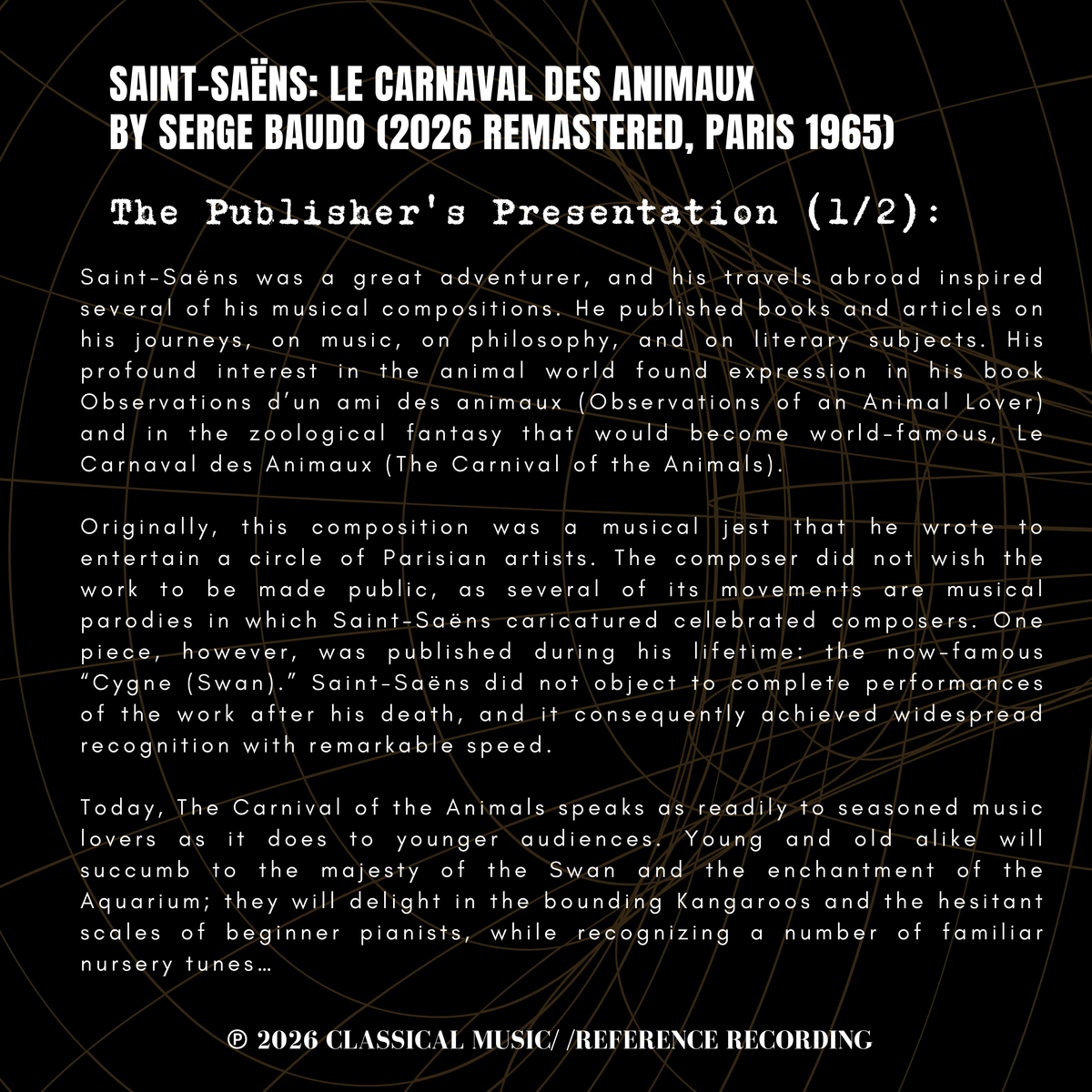 Saint-Saëns: Le Carnaval des Animaux by Serge Baudo (2026 Remastered, Paris 1965)