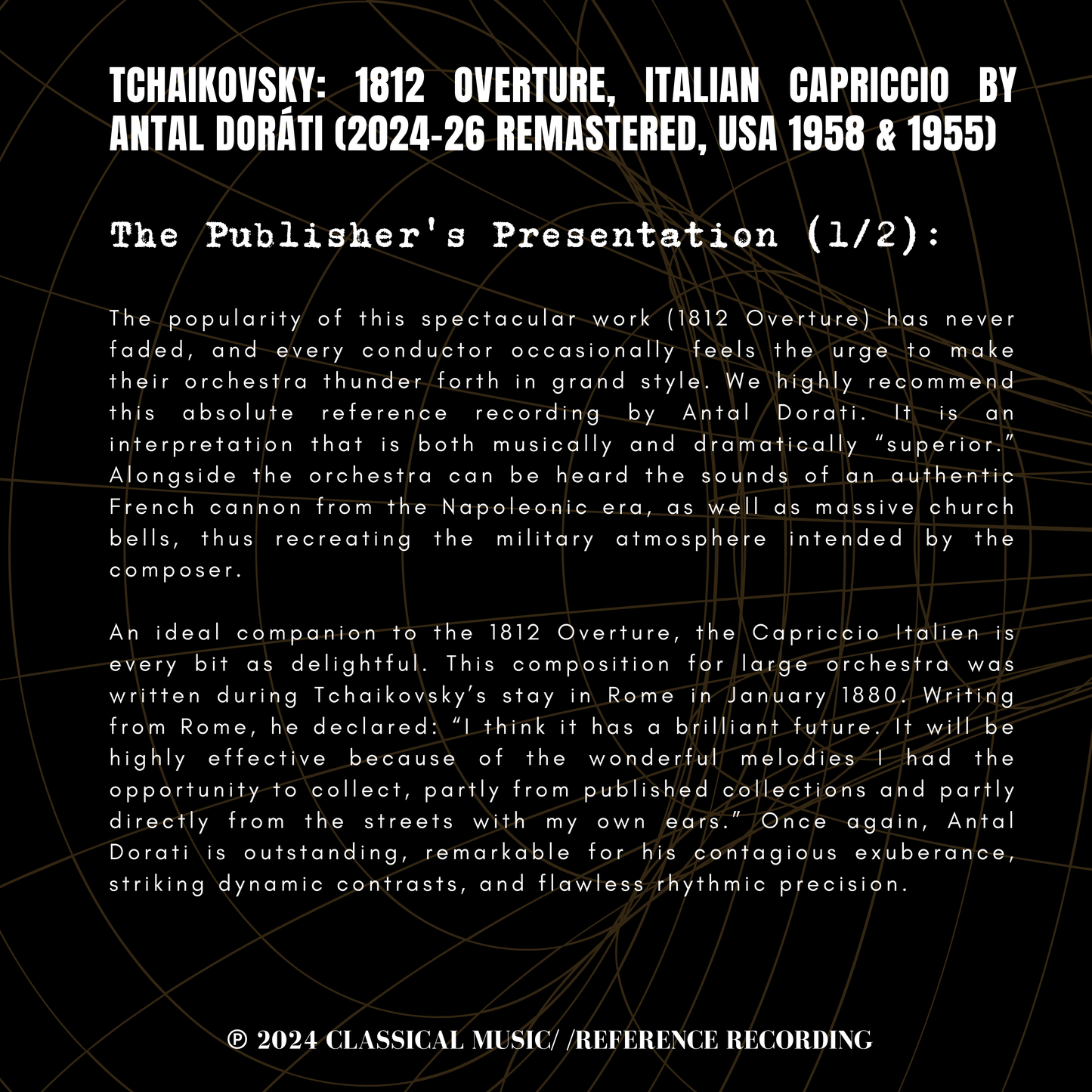 Tchaikovsky: 1812 Overture, Italian Capriccio by Antal Doráti (2024-26 Remastered, USA 1958 & 1955)