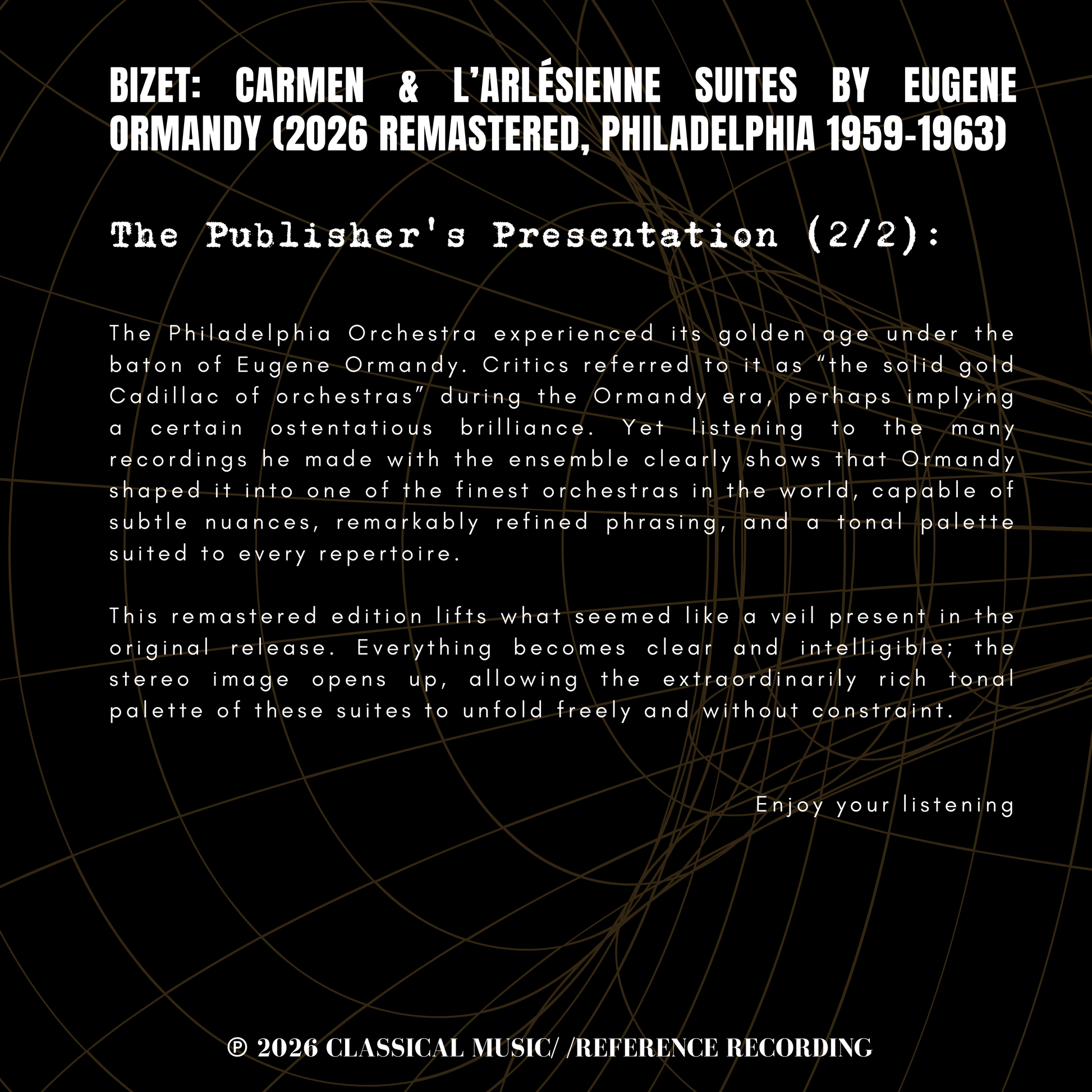 Bizet: Carmen & L'Arlésienne Suites by Eugene Ormandy (2026 Remastered, Philadelphia 1959-1963) - CMRR Music Publishing
