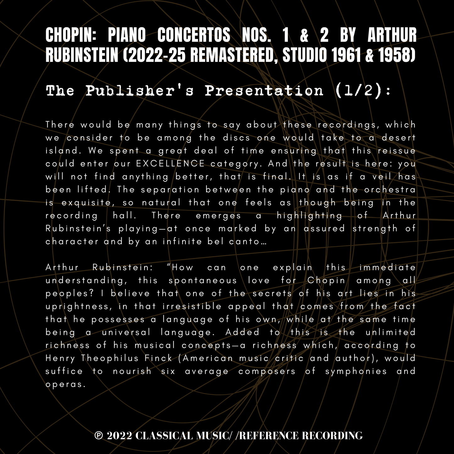 Chopin: Piano Concertos Nos. 1 & 2 by Arthur Rubinstein (2022-25 Remastered, Studio 1961 & 1958)