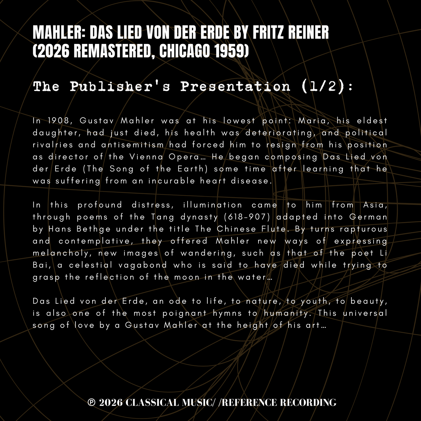 Mahler: Das Lied von der Erde by Fritz Reiner (2026 Remastered, Chicago 1959)