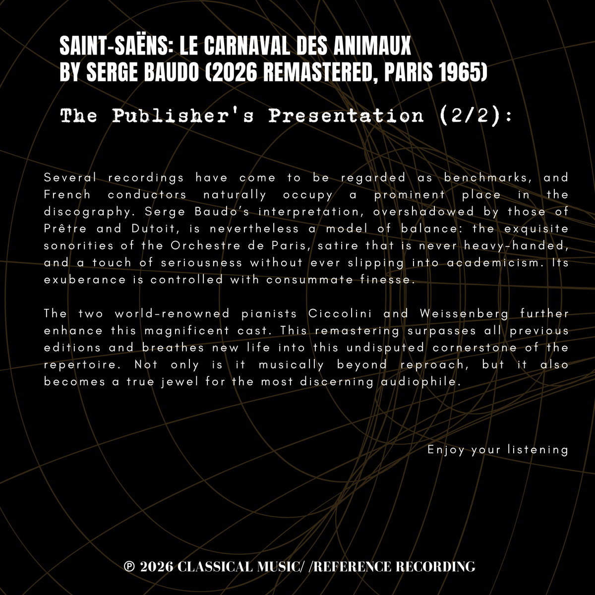 Saint-Saëns: Le Carnaval des Animaux by Serge Baudo (2026 Remastered, Paris 1965)