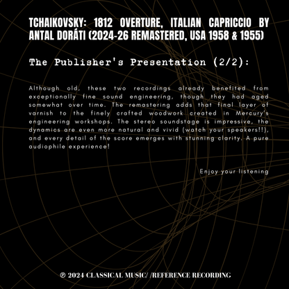 Tchaikovsky: 1812 Overture, Italian Capriccio by Antal Doráti (2024-26 Remastered, USA 1958 & 1955)