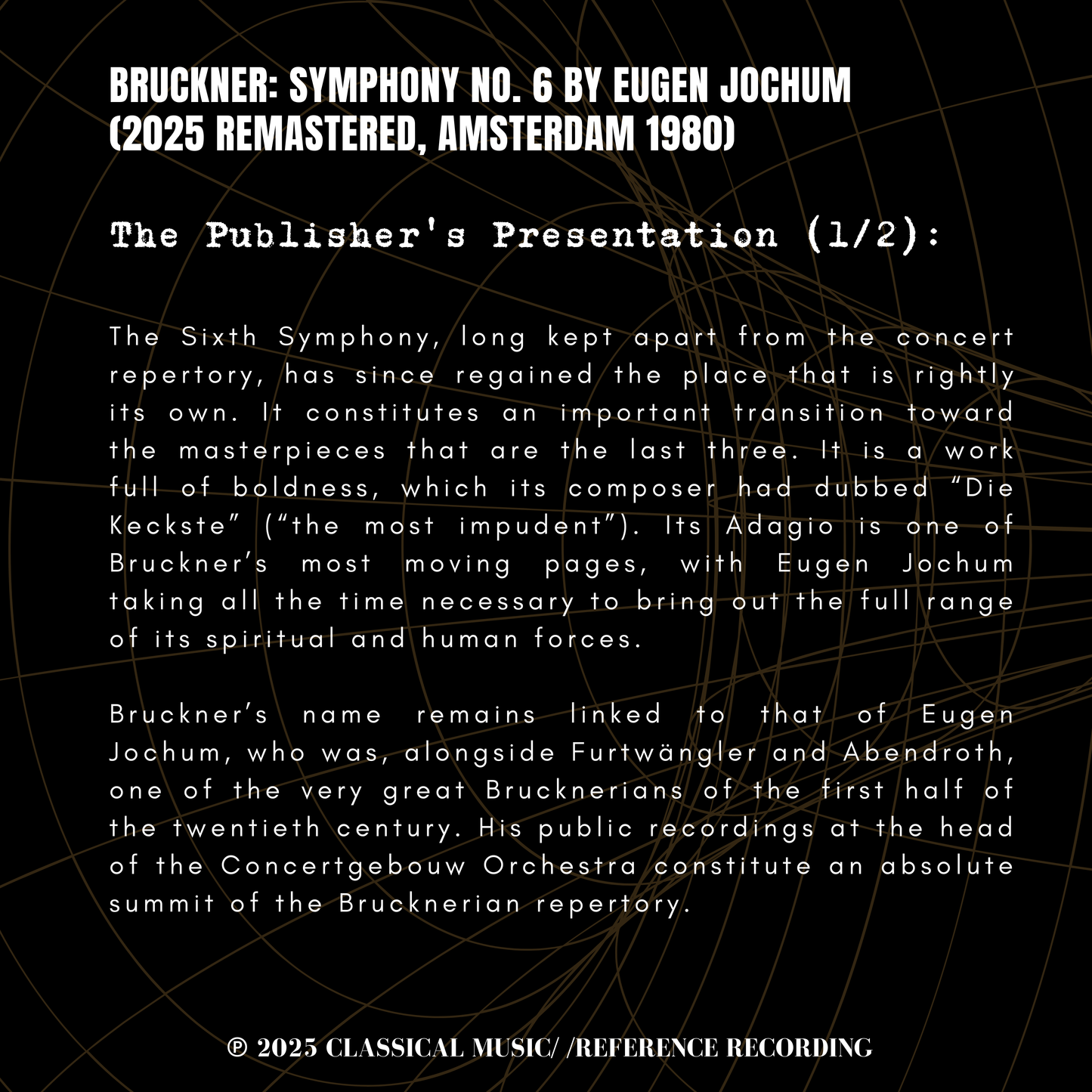 Bruckner: Symphony No. 6 by Eugen Jochum (2025 Remastered, Amsterdam 1980)