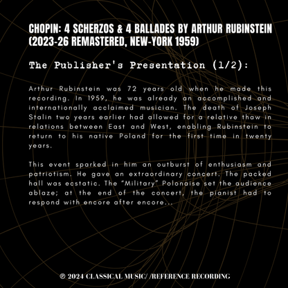 Chopin: 4 Scherzos & 4 Ballades by Arthur Rubinstein (2023-26 Remastered, New-York 1959)