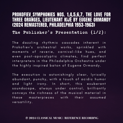 Prokofiev: Symphonies Nos. 1,4,5,6,7, The Love for Three Oranges, Lieutenant Kijé by Eugene Ormandy (2024 Remastered, Philadelphia 1953-1963)