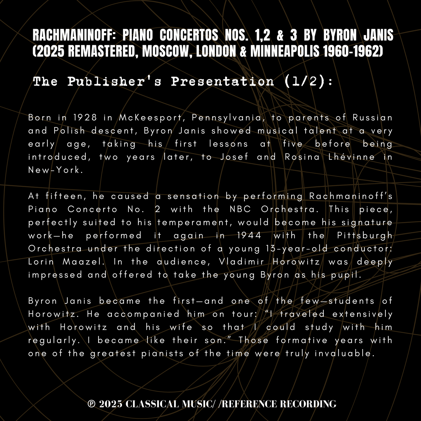 Rachmaninoff: Piano Concertos Nos. 1,2 & 3 by Byron Janis (2025 Remastered, Moscow, London & Minneapolis 1960-1962)