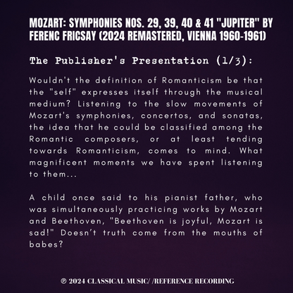 Mozart: Symphonies Nos. 29, 39, 40 & 41 Jupiter by Ferenc Fricsay (2024 Remastered, Vienna 1960-1961) - CMRR Music Publishing