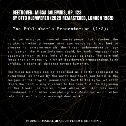 Beethoven: Missa Solemnis, Op. 123 by Otto Klemperer (2025 Remastered, London 1965) - CMRR Music Publishing