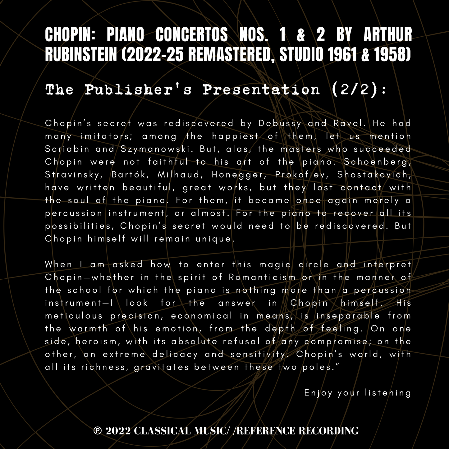 Chopin: Piano Concertos Nos. 1 & 2 by Arthur Rubinstein (2022-25 Remastered, Studio 1961 & 1958)
