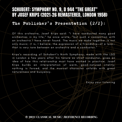 Schubert: Symphony No. 9, D 944 "The Great" by Josef Krips (2021-26 Remastered, London 1958)