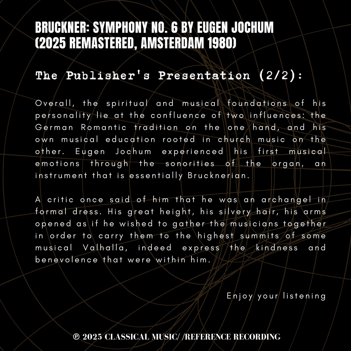 Bruckner: Symphony No. 6 by Eugen Jochum (2025 Remastered, Amsterdam 1980)