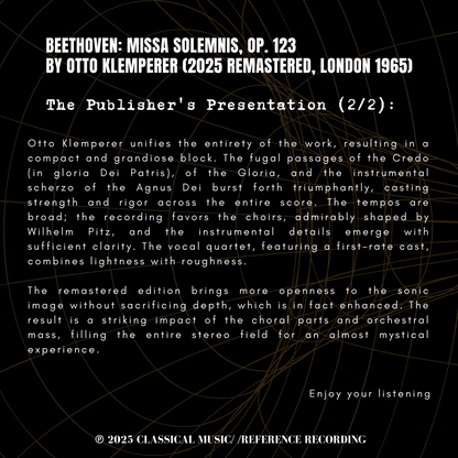 Beethoven: Missa Solemnis, Op. 123 by Otto Klemperer (2025 Remastered, London 1965) - CMRR Music Publishing