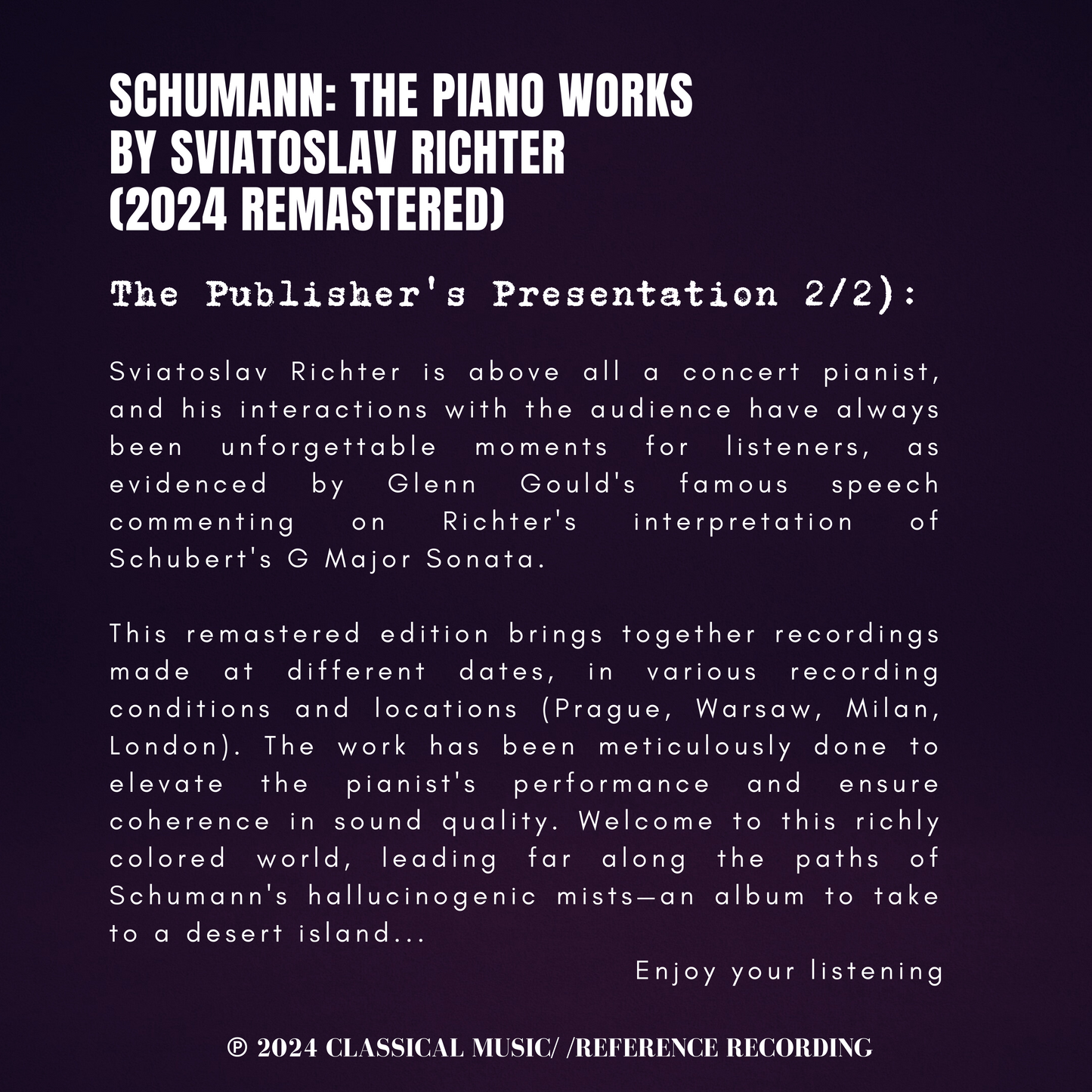 Schumann: The Piano Works by Sviatoslav Richter (2024 Remastered)