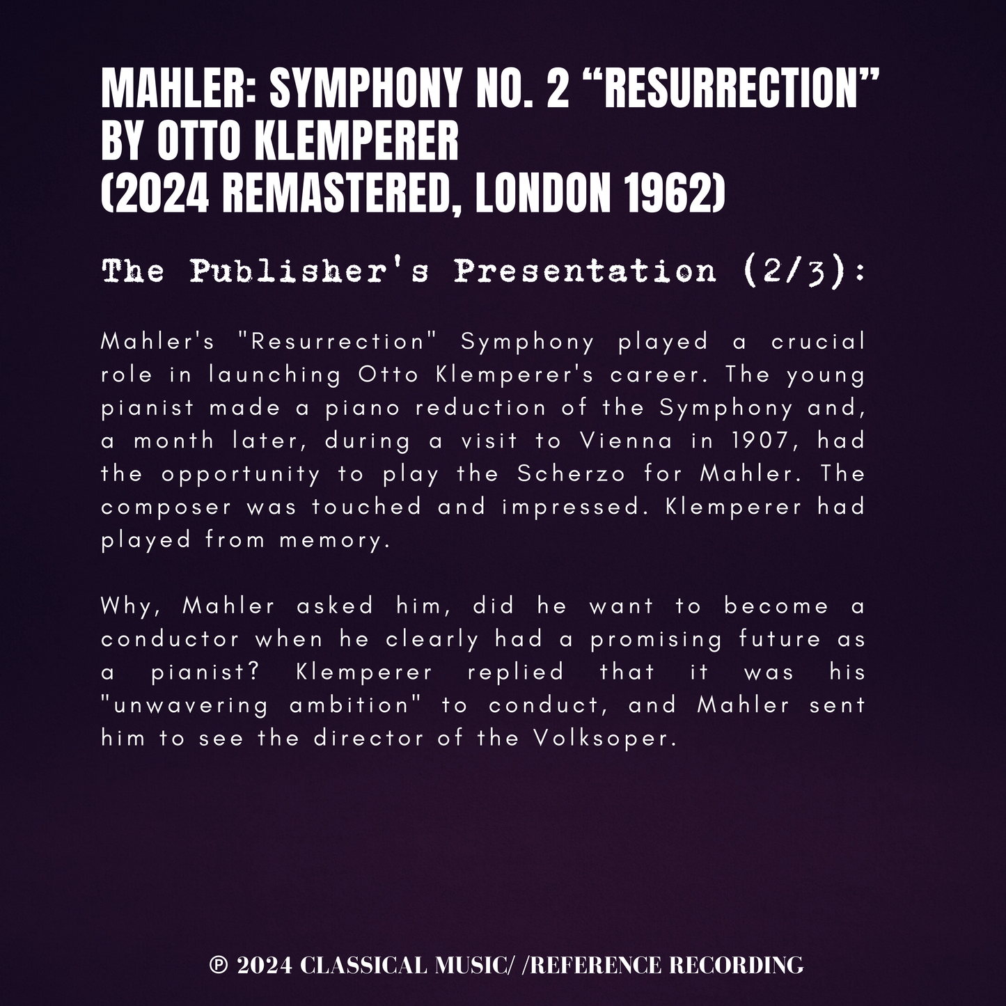 Mahler: Symphony No. 2 Resurrection by Otto Klemperer (2024 Remastered, London 1962)