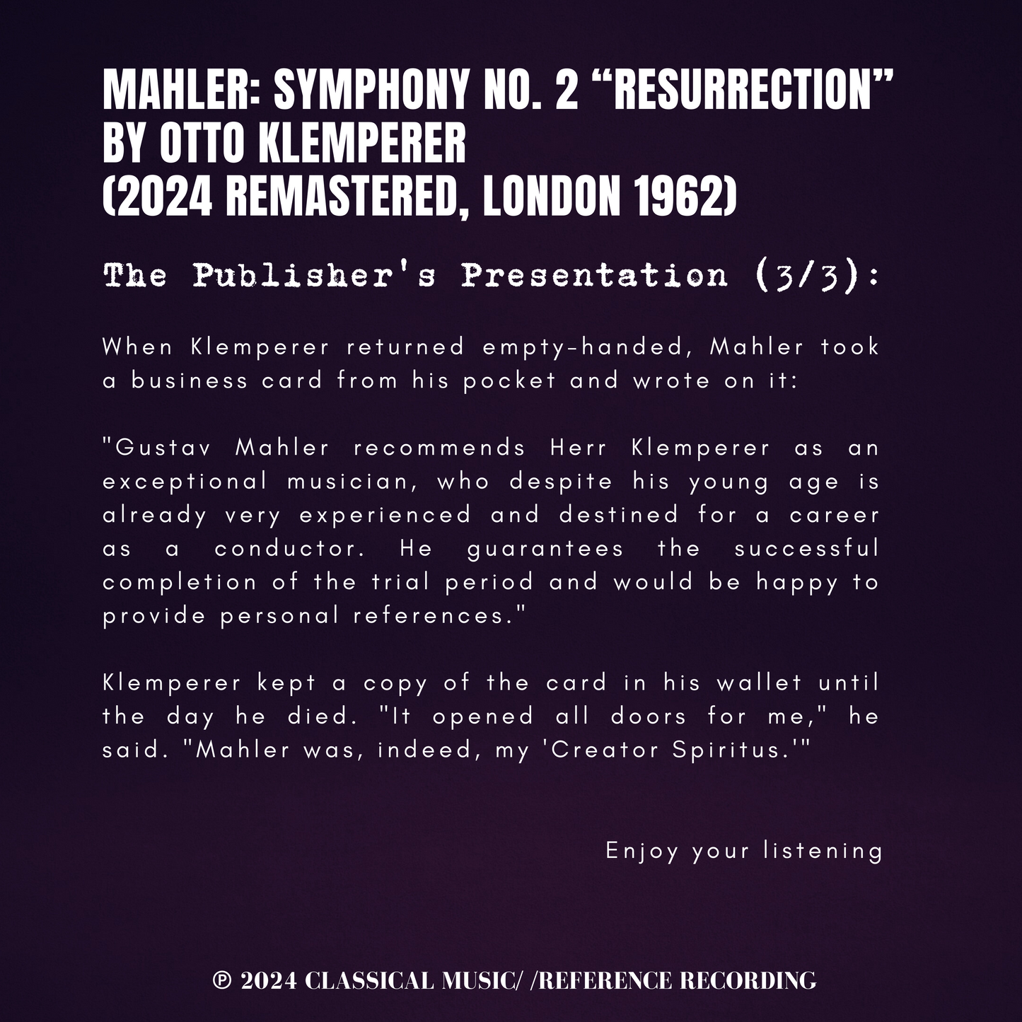 Mahler: Symphony No. 2 Resurrection by Otto Klemperer (2024 Remastered, London 1962)