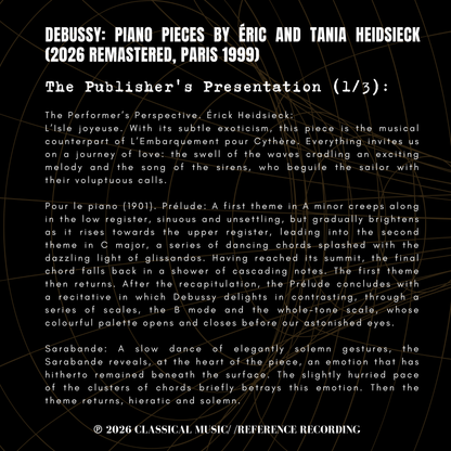 Debussy: Piano Pieces by Éric and Tania Heidsieck (2026 Remastered, Paris 1999)