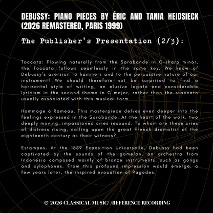 Debussy: Piano Pieces by Éric and Tania Heidsieck (2026 Remastered, Paris 1999)