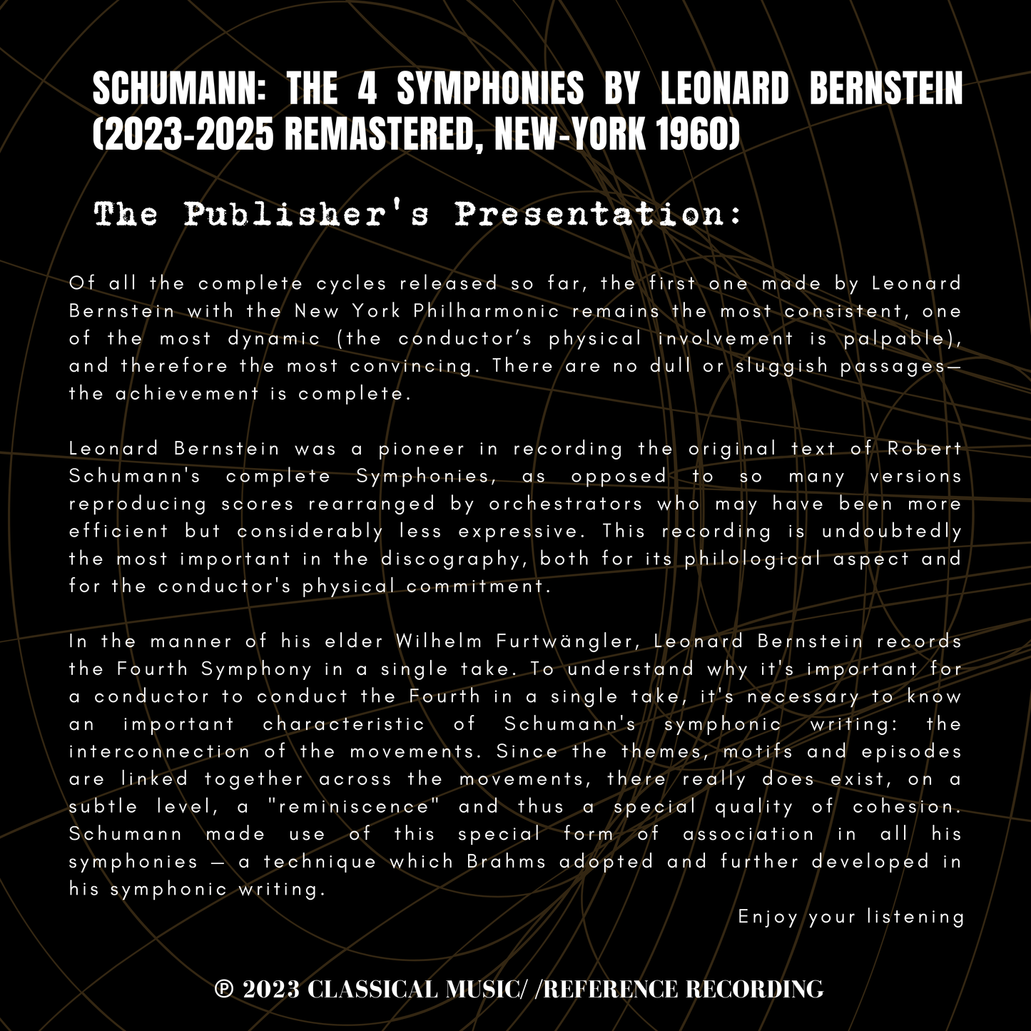 Schumann: The 4 Symphonies by Leonard Bernstein (2023-25 Remastered, New-York 1960)