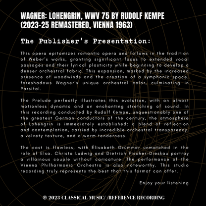 Wagner: Lohengrin, WWV 75 by Rudolf Kempe (2023-25 Remastered, Vienna 1963)