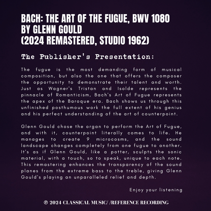 Bach: The Art of the Fugue, BWV 1080 by Glenn Gould (2024 Remastered, Studio 1962) - CMRR Music Publishing