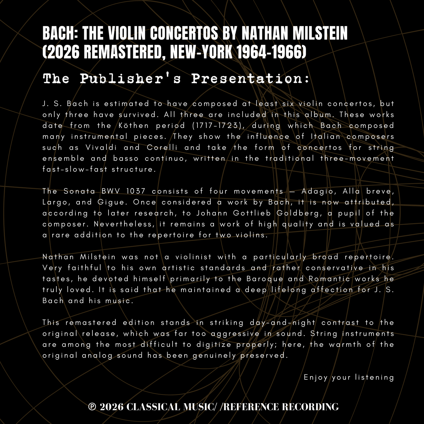 Bach: The Violin Concertos by Nathan Milstein (2026 Remastered, New-York 1964-1966)