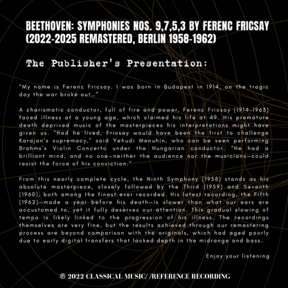Beethoven: Symphonies Nos. 9,7,5,3 by Ferenc Fricsay (2022-25 Remastered, Berlin 1958-1962)