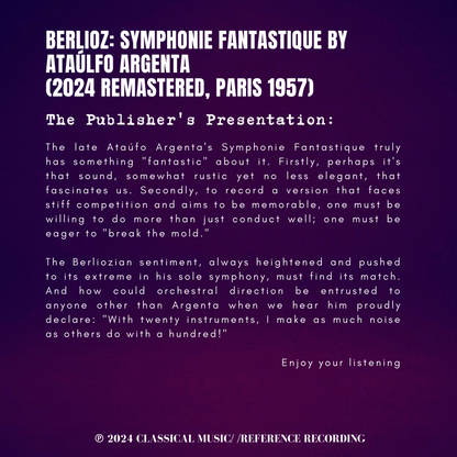Berlioz: Symphonie Fantastique by Ataúlfo Argenta (2024 Remastered, Paris 1957) - CMRR Music Publishing