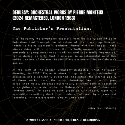 Debussy: Orchestral Works by Pierre Monteux (2024 Remastered, London 1963) - CMRR Music Publishing