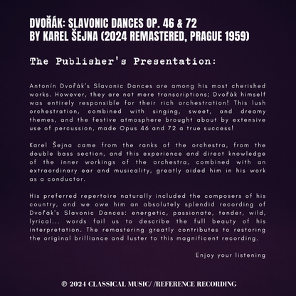 Dvorak: Slavonic Dances Op. 46 & 72 by Karel Sejna (2024 Remastered, Prague 1959)