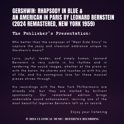 Gershwin: Rhapsody in Blue & An American in Paris by Leonard Bernstein (2024 Remastered, New York 1959)