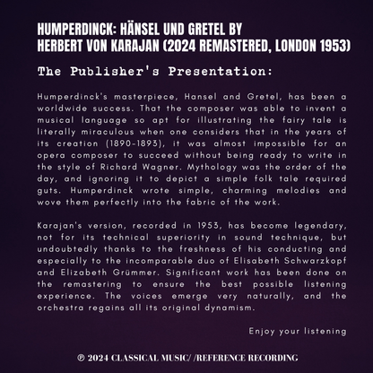 Humperdinck: Hänsel und Gretel by Herbert von Karajan (2024 Remastered, London 1953) - CMRR Music Publishing