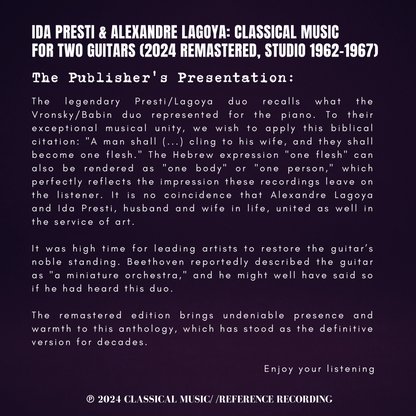 Ida Presti & Alexandre Lagoya: Classical Music for two Guitars (2024 Remastered, Studio 1962-1967)