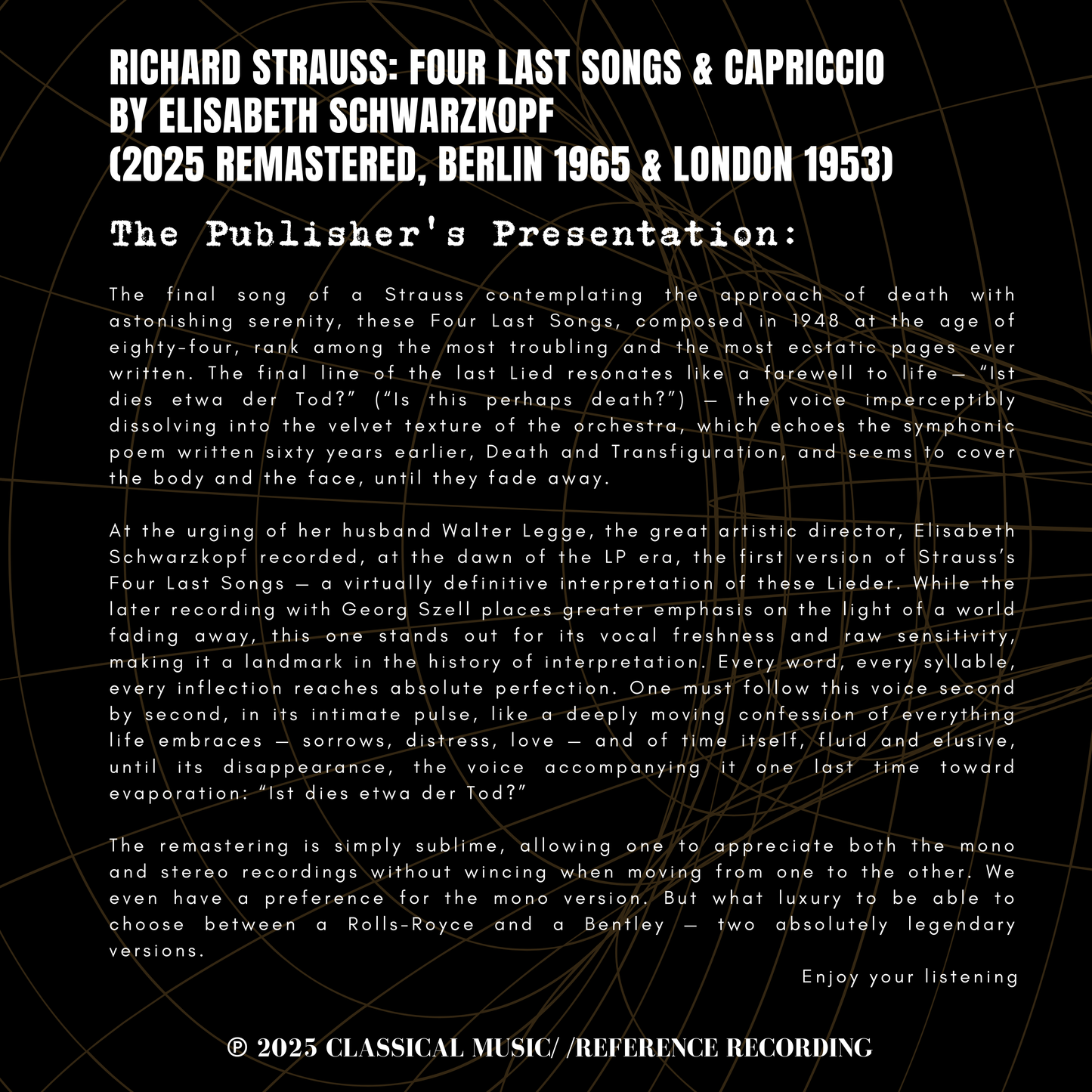 Richard Strauss: Four Last Songs & Capriccio by Elisabeth Schwarzkopf (2025 Remastered, Berlin 1965 & London 1953)