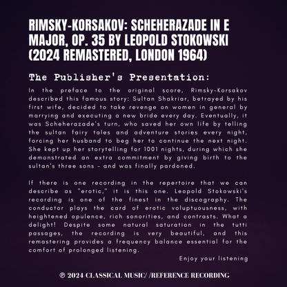 Rimsky Korsakov: Scheherazade in E Major, Op. 35 by Leopold Stokowski (2024 Remastered, London 1964) - CMRR Music Publishing